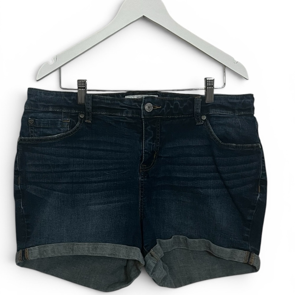 torrid Dark Blue Rolled-Cuff Denim Shorts